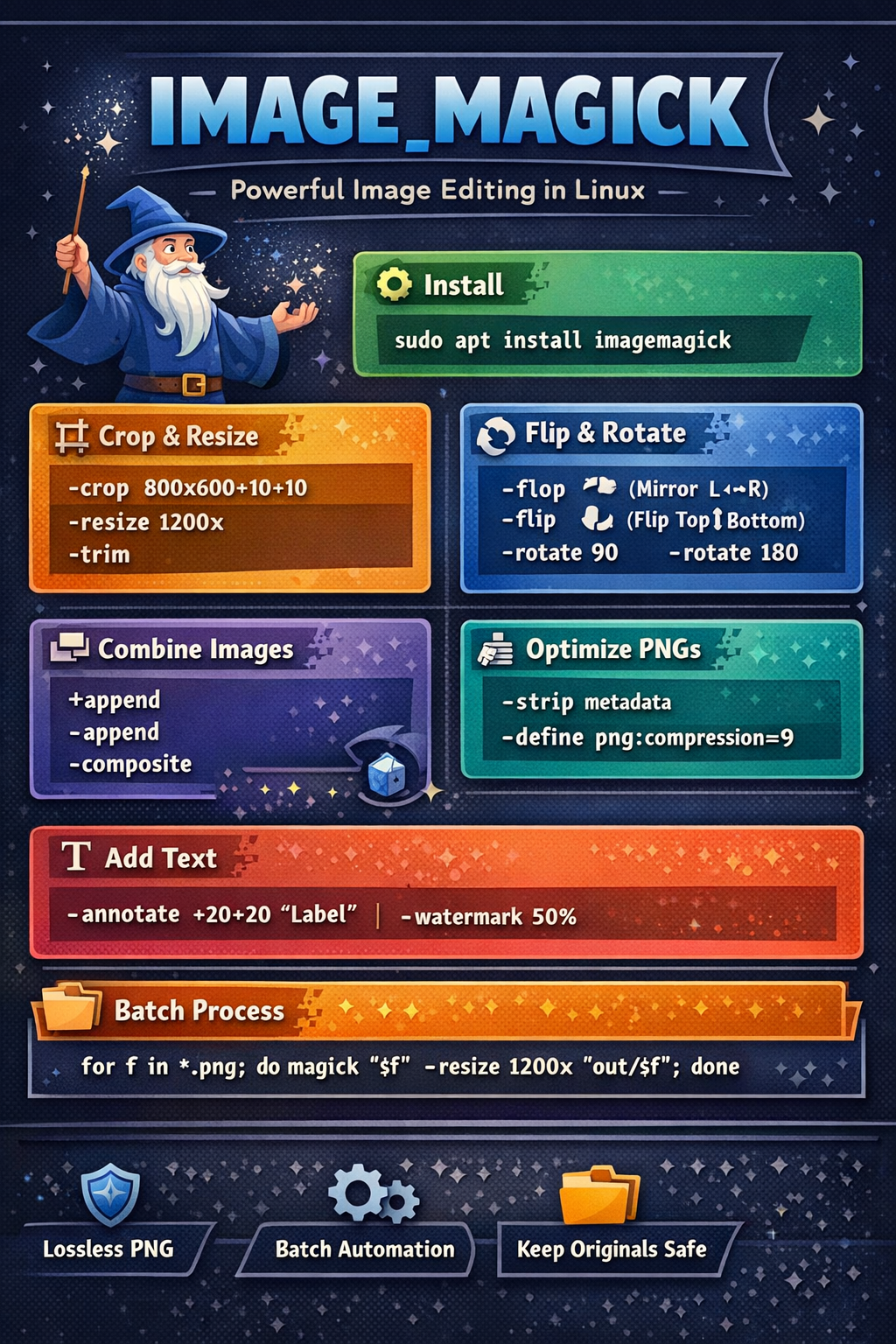 image magick commands cheat sheet. Flip, rotate, and batch process images