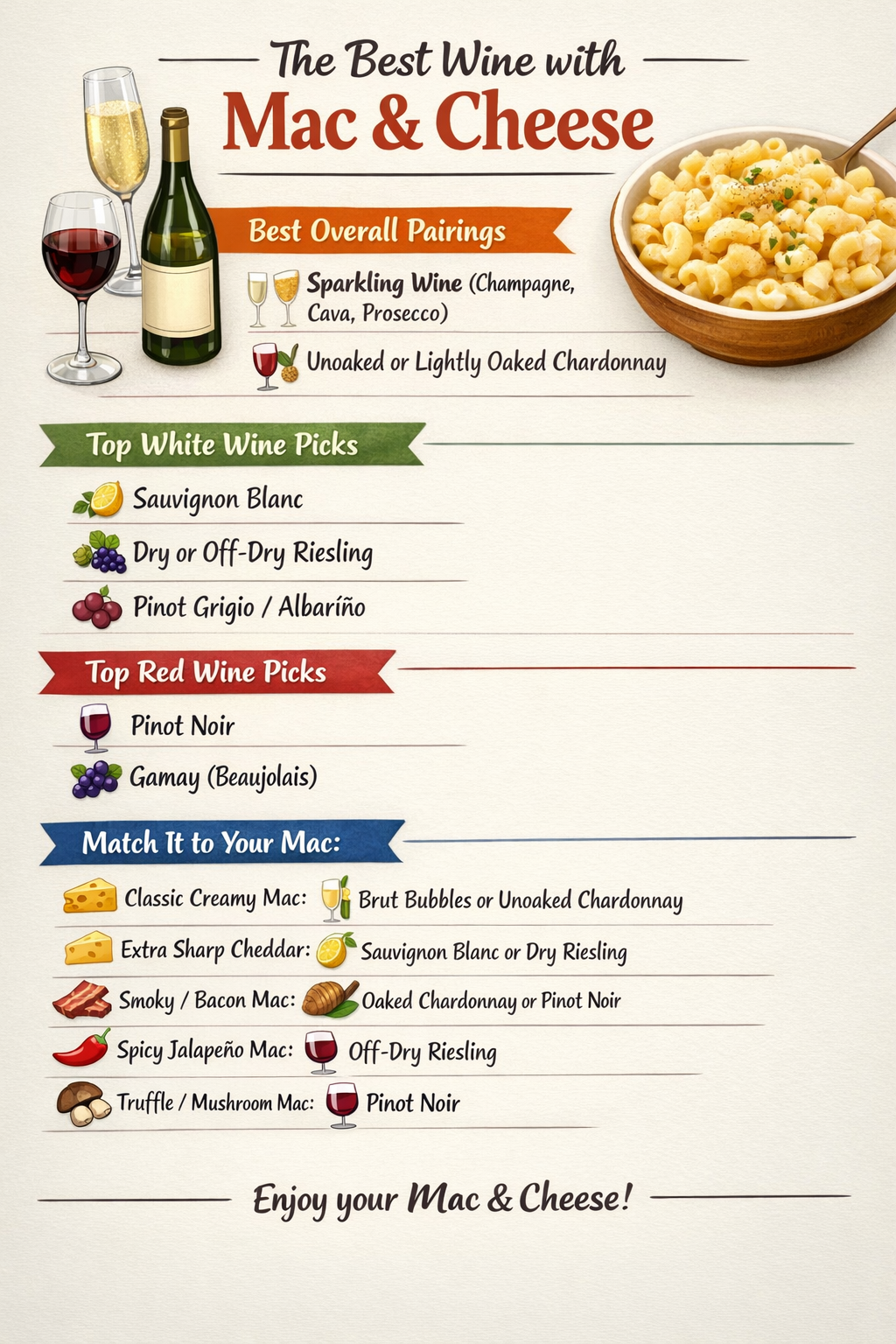 Which wine goes best with mac and cheese?