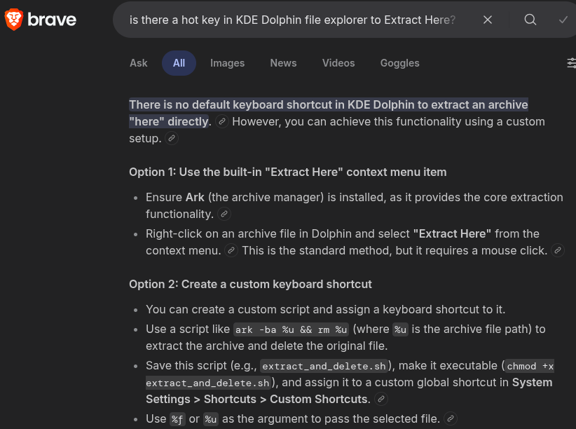 KDE Dolphin Explorer hotkey to extract here