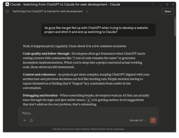 Fed-up switching from ChatGPT to Claude