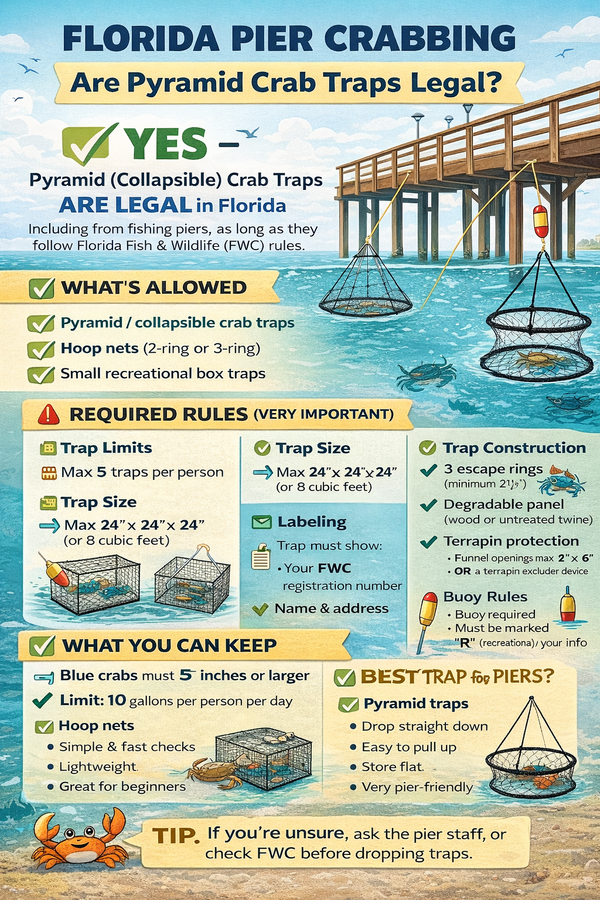 Using crab traps in Florida and on piers
