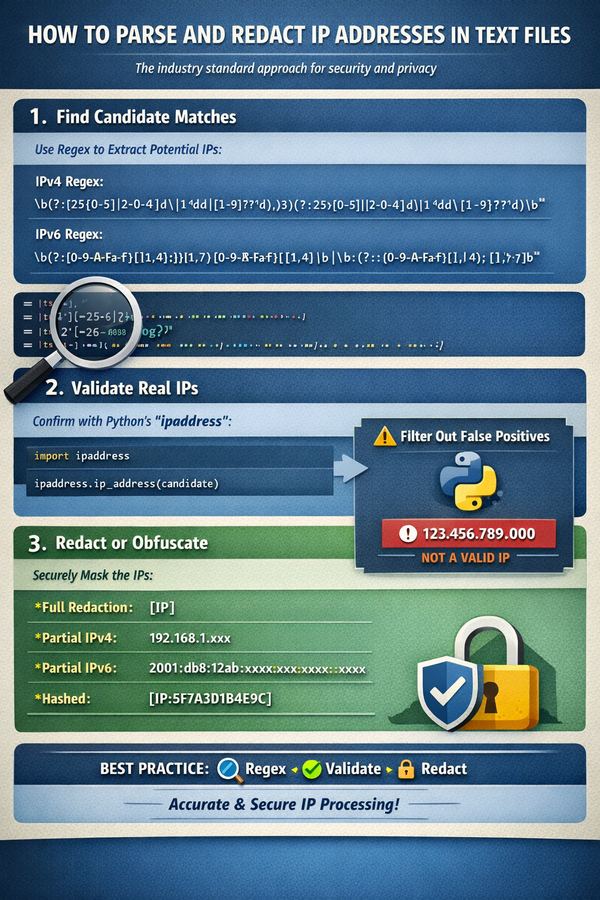 Industry standard for parsing out IP addresses from a text document regex