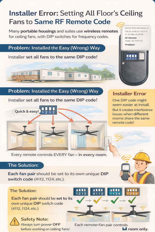 Ceiling fans in adjacent room both responding to remote