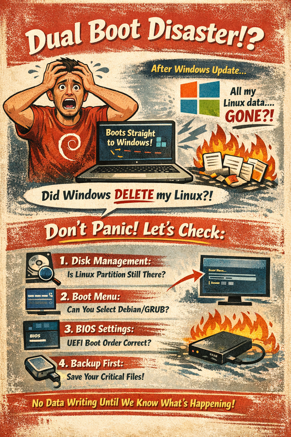 After Windows update, Linux dual boot default bootloader missing